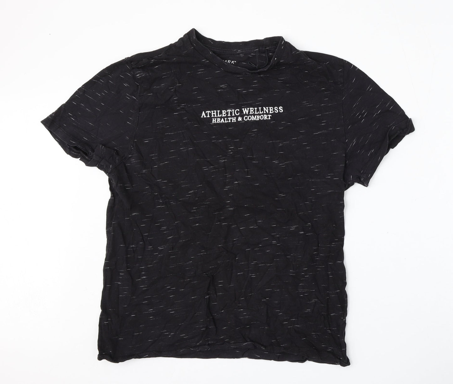 Primark Mens Black  Polyester  T-Shirt Size L Round Neck