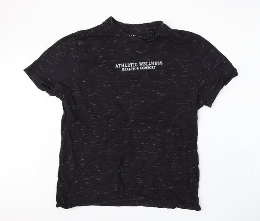 Primark Mens Black  Polyester  T-Shirt Size L Round Neck