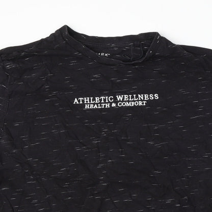 Primark Mens Black  Polyester  T-Shirt Size L Round Neck