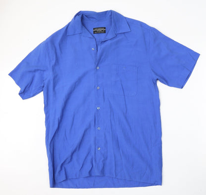 Cedar Wood State Mens Blue  Viscose  Polo Size S Collared Button