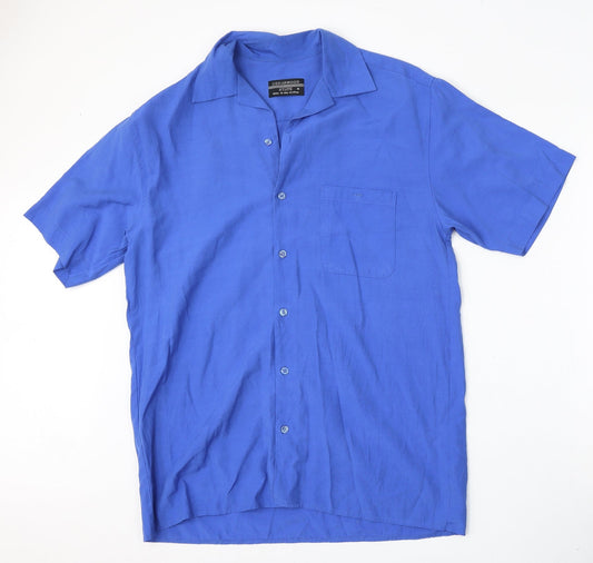 Cedar Wood State Mens Blue  Viscose  Polo Size S Collared Button