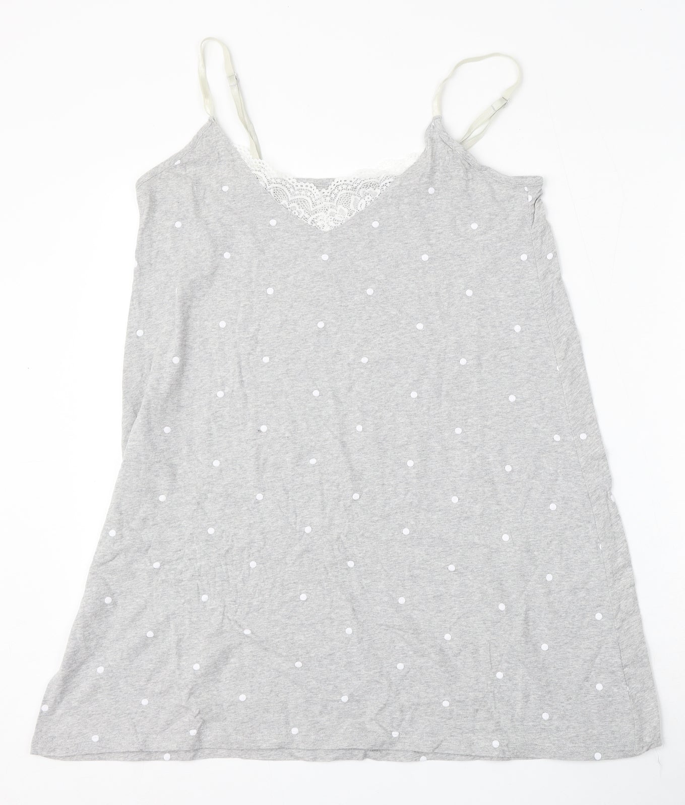 Dunnes Womens Grey Polka Dot Viscose Basic Blouse Size M Round Neck