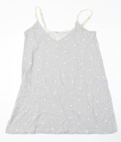 Dunnes Womens Grey Polka Dot Viscose Basic Blouse Size M Round Neck