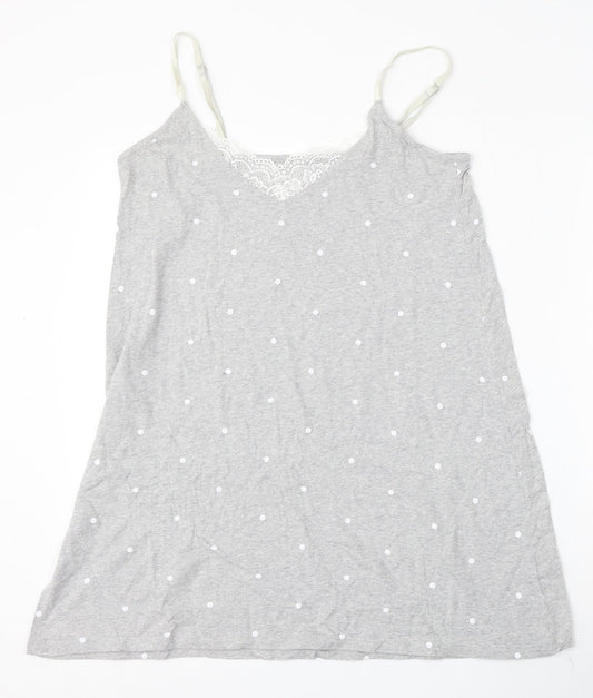 Dunnes Womens Grey Polka Dot Viscose Basic Blouse Size M Round Neck