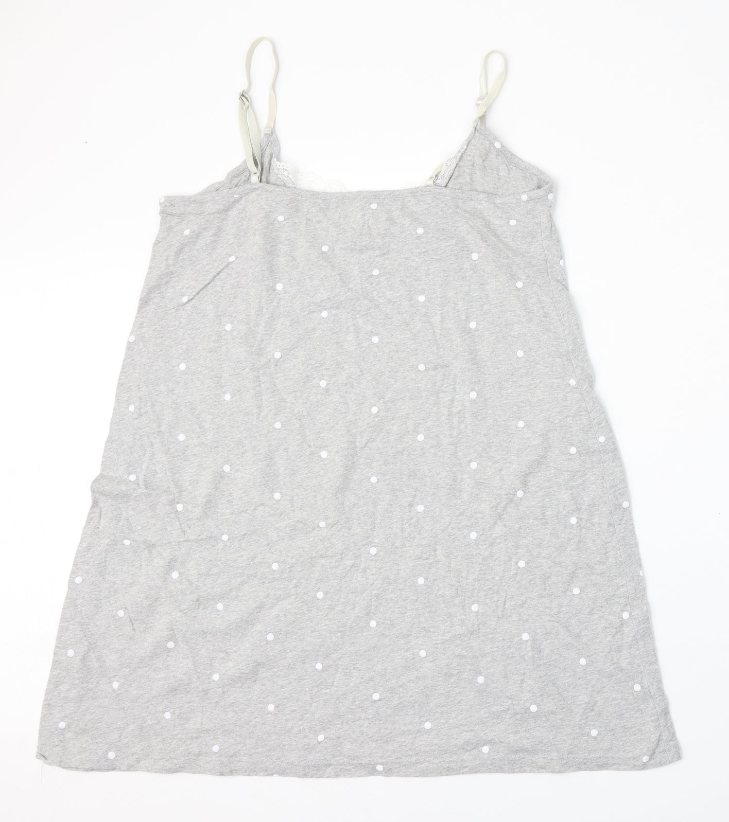 Dunnes Womens Grey Polka Dot Viscose Basic Blouse Size M Round Neck