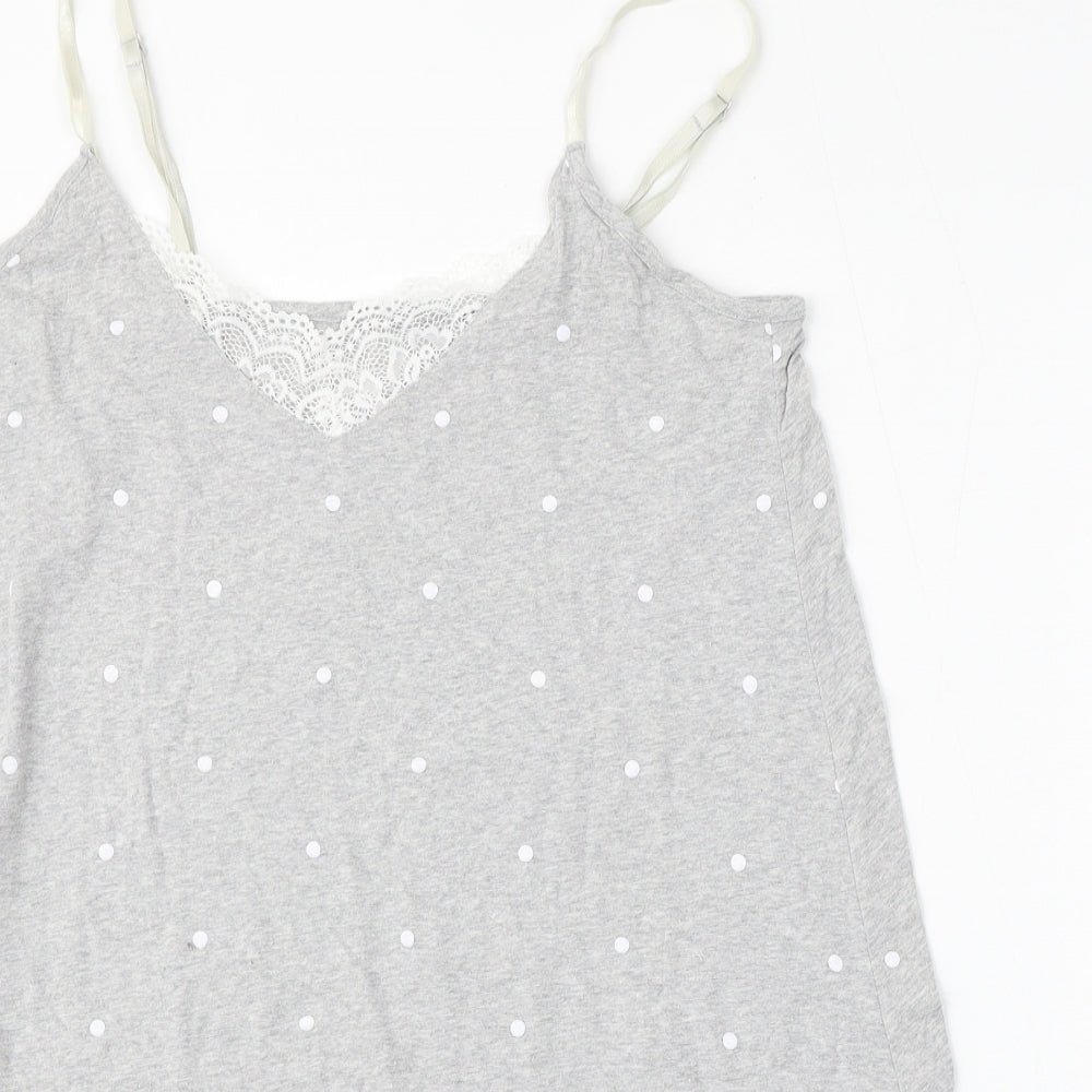 Dunnes Womens Grey Polka Dot Viscose Basic Blouse Size M Round Neck