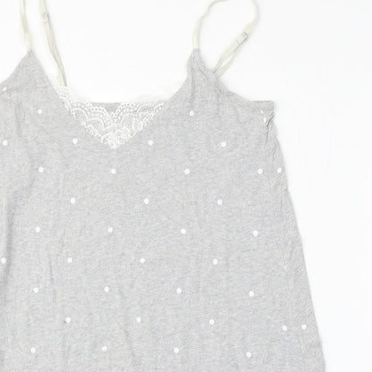 Dunnes Womens Grey Polka Dot Viscose Basic Blouse Size M Round Neck