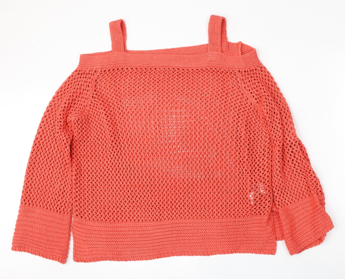 Additional front view of Simply Be women’s red square neck acrylic jumper, size UK 16
