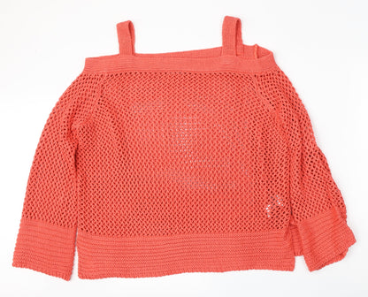 Additional front view of Simply Be women’s red square neck acrylic jumper, size UK 16