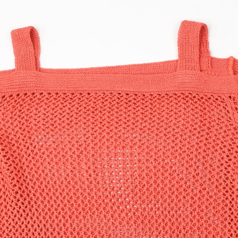Close-up detail of Simply Be women’s red square neck acrylic jumper, size UK 16