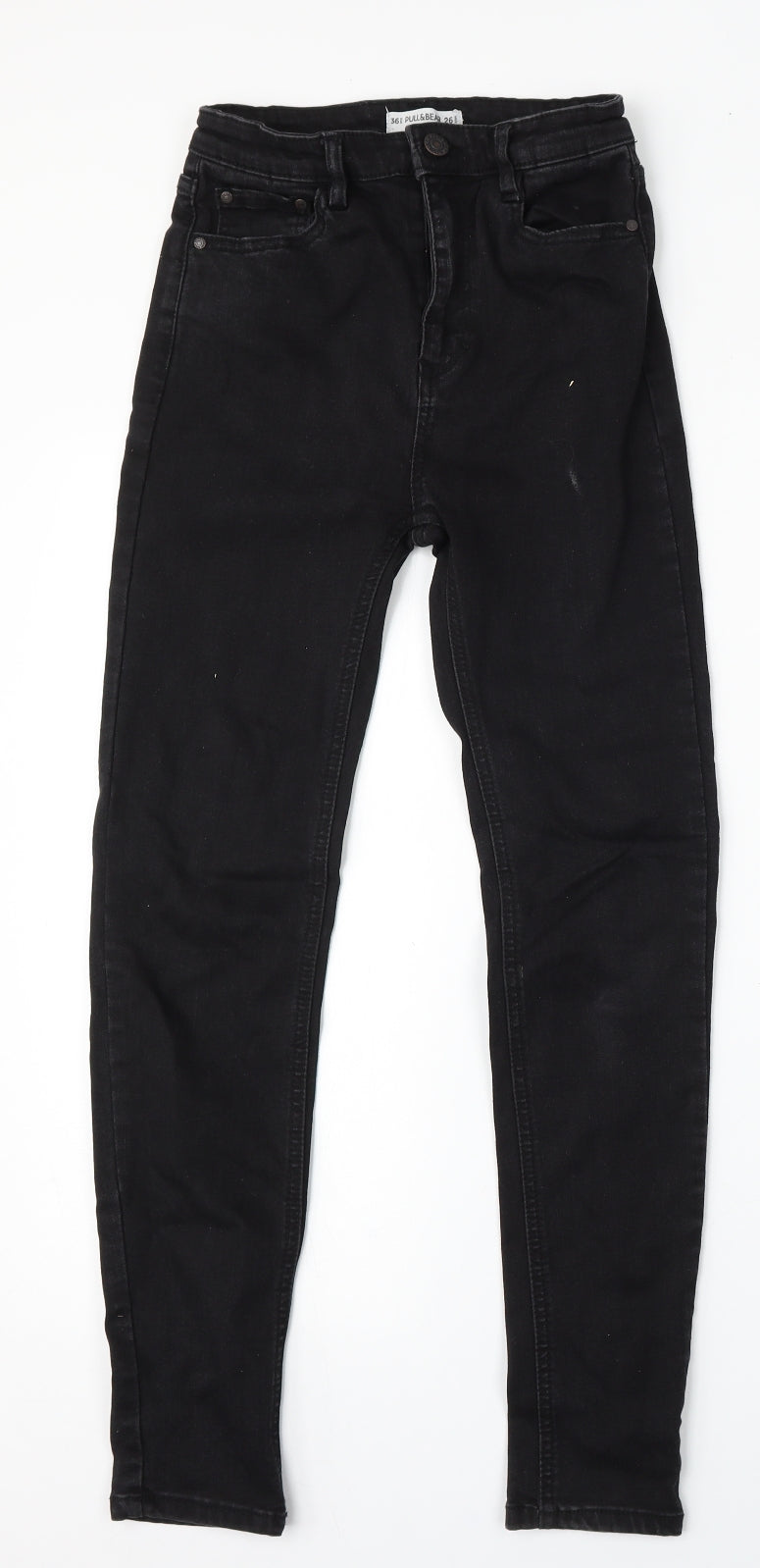 Pull&Bear Womens Black  Polyester Skinny Jeans Size 26 L26 in Regular Button