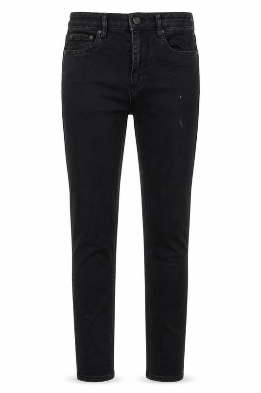 Front view of Pull&Bear women’s black polyester skinny jeans, size UK 26, 26-inch leg regular button