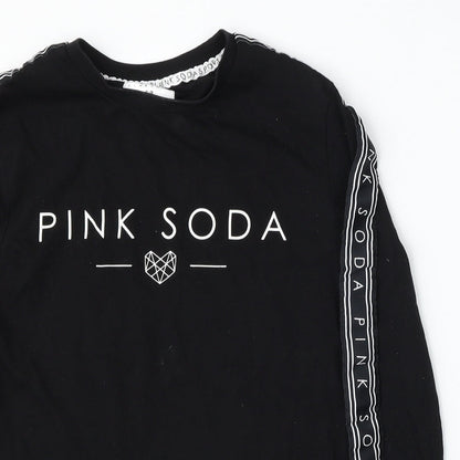 Pink Soda Womens Black  Cotton Basic T-Shirt Size 6 Round Neck