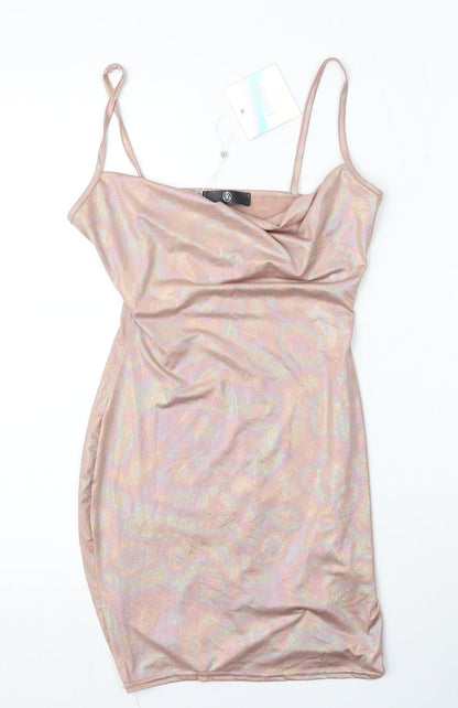 Missguided Womens Pink  Polyester Shift  Size 8  Round Neck