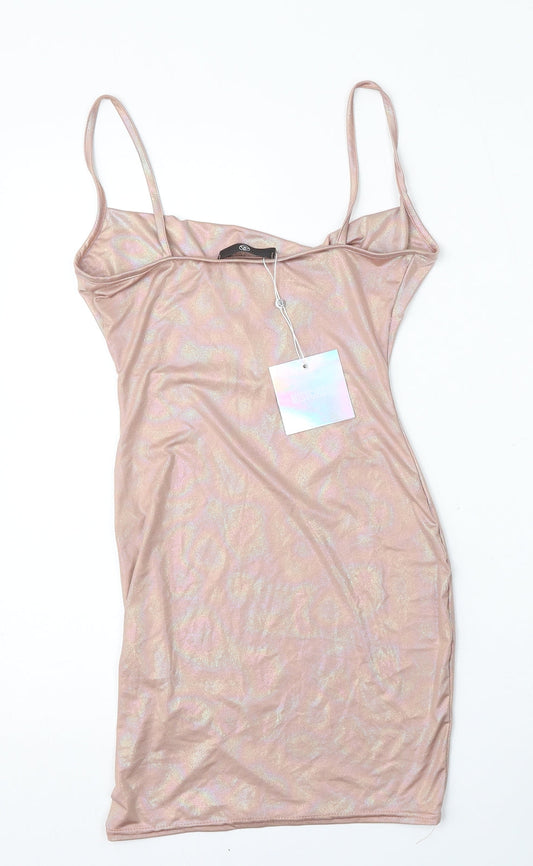 Missguided Womens Pink  Polyester Shift  Size 8  Round Neck