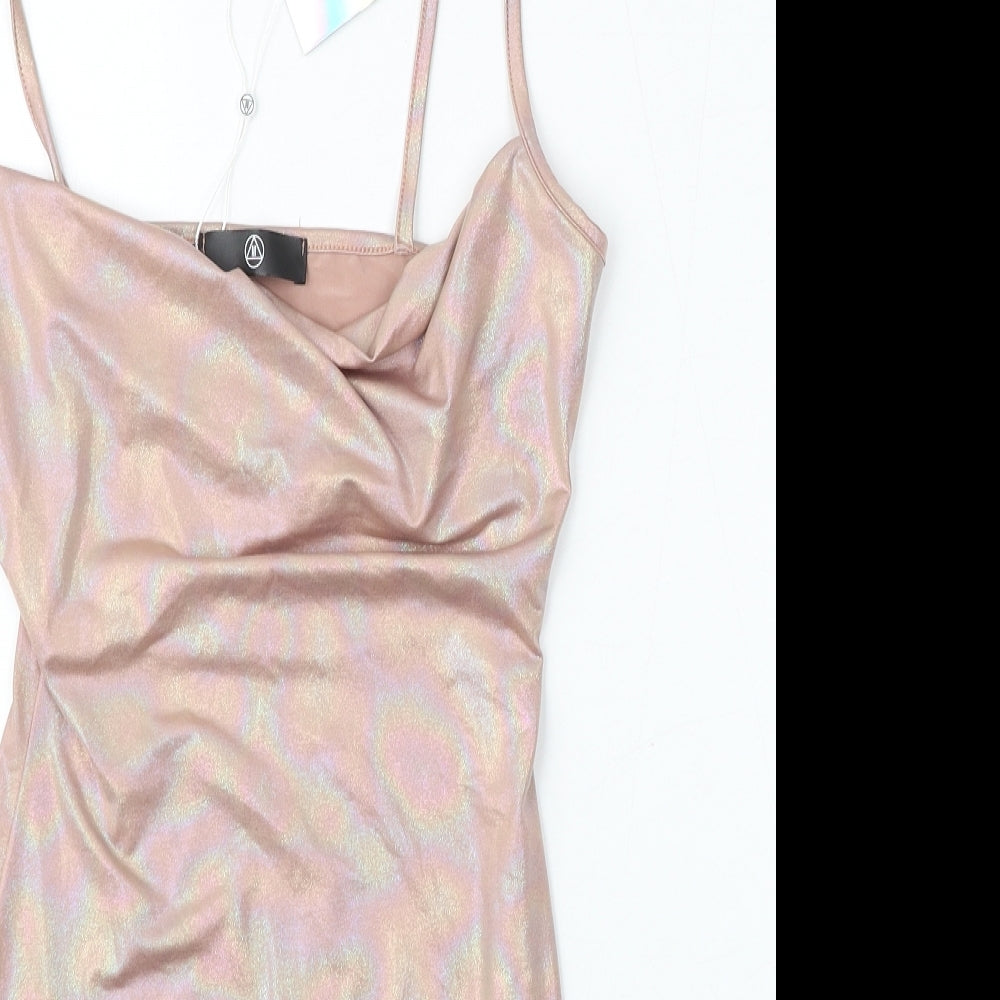 Missguided Womens Pink  Polyester Shift  Size 8  Round Neck