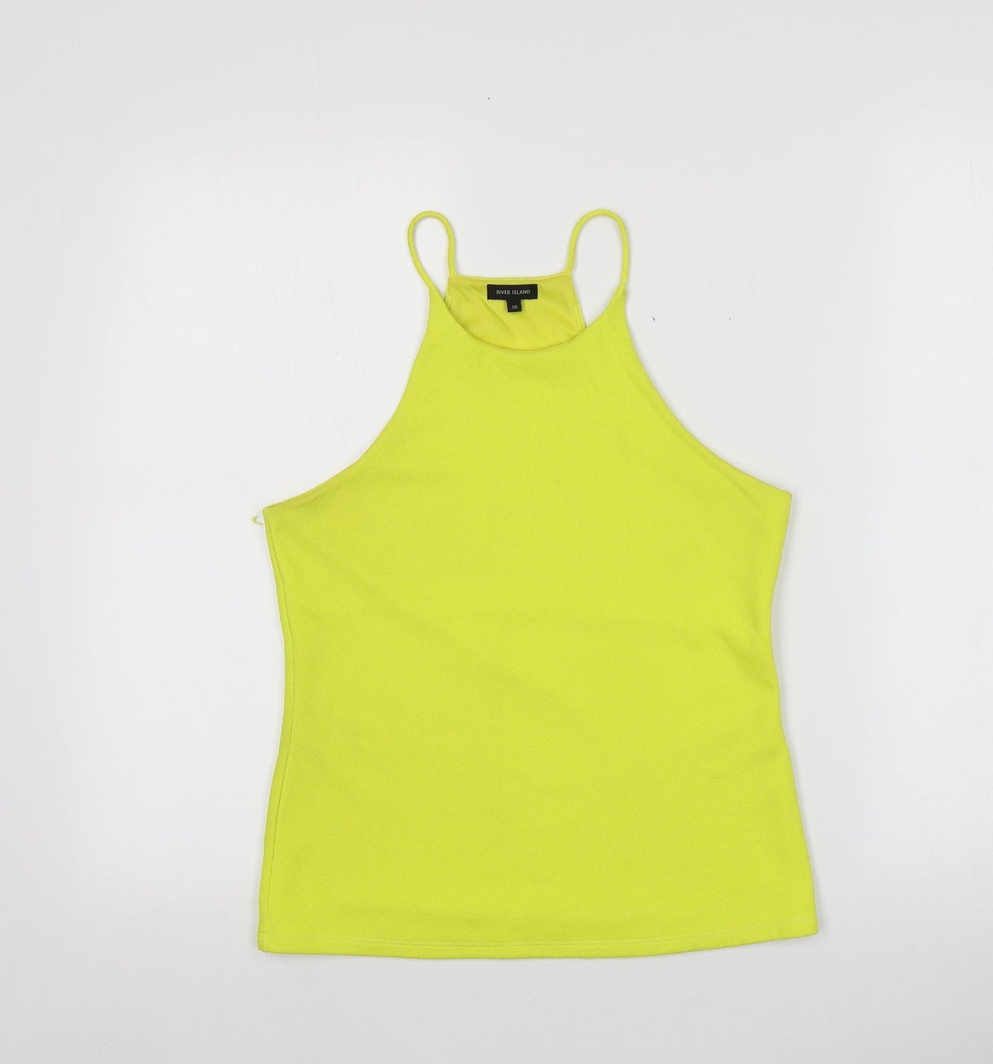 Womens UK Size 10 River Island Yellow Basic Button-Up