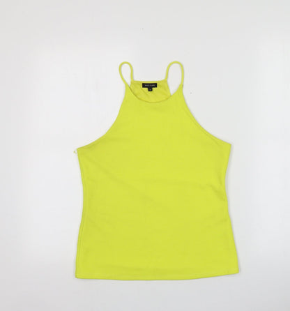 Womens UK Size 10 River Island Yellow Basic Button-Up