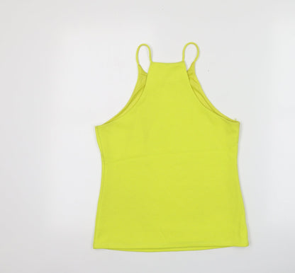Womens UK Size 10 River Island Yellow Basic Button-Up