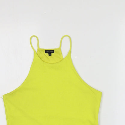 Womens UK Size 10 River Island Yellow Basic Button-Up