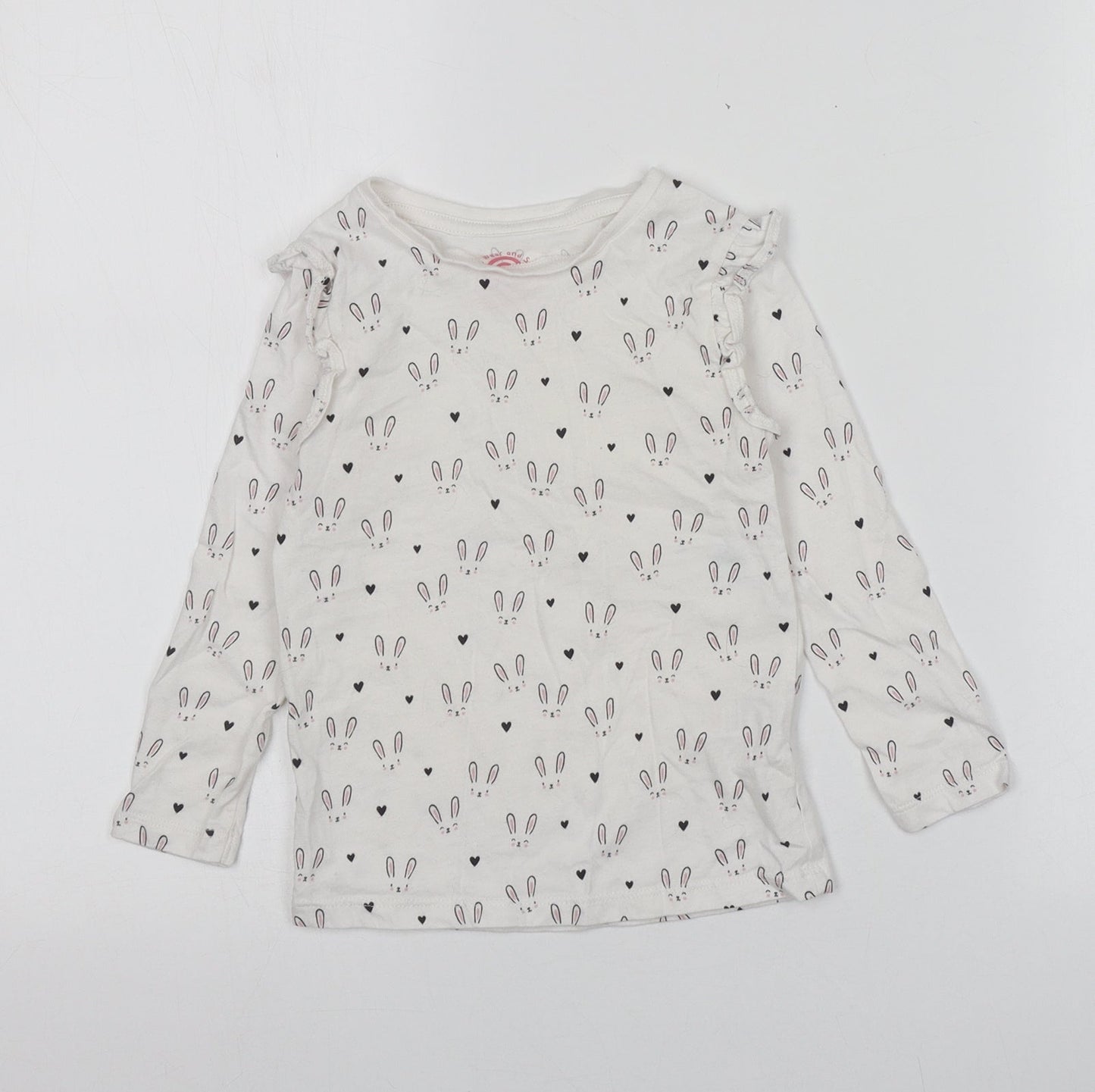 F&F Girls White  100% Cotton Basic T-Shirt  Round Neck