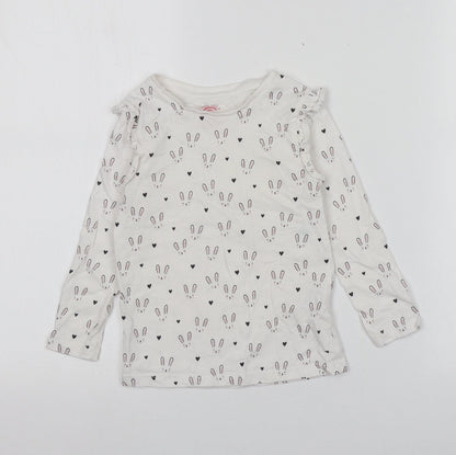 F&F Girls White  100% Cotton Basic T-Shirt  Round Neck