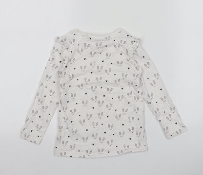 F&F Girls White  100% Cotton Basic T-Shirt  Round Neck