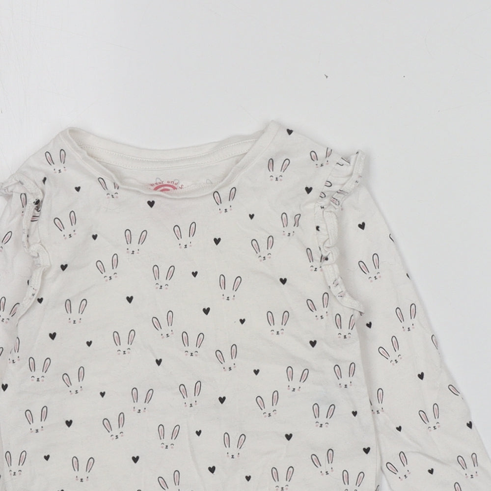 F&F Girls White  100% Cotton Basic T-Shirt  Round Neck