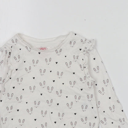 F&F Girls White  100% Cotton Basic T-Shirt  Round Neck