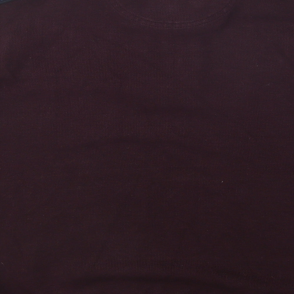 Bugatti Mens Purple High Neck  Cotton Pullover Jumper Size M   - Zip Logo Popper