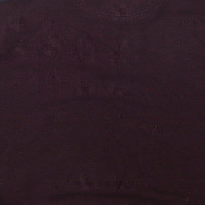 Bugatti Mens Purple High Neck  Cotton Pullover Jumper Size M   - Zip Logo Popper