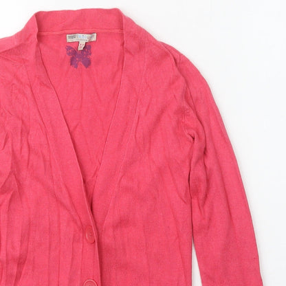 Indigo Girls Pink V-Neck  Cotton Cardigan Jumper Size 9-10 Years  Button