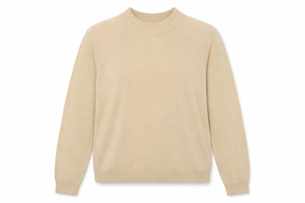 Front view of Debroyal women’s yellow high neck acrylic jumper, size UK 12