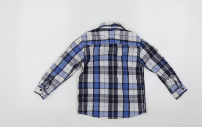 Dunnes Boys Blue Plaid Cotton Basic Button-Up Size 5 Years Collared Button