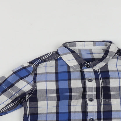 Dunnes Boys Blue Plaid Cotton Basic Button-Up Size 5 Years Collared Button