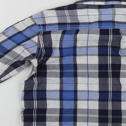 Dunnes Boys Blue Plaid Cotton Basic Button-Up Size 5 Years Collared Button