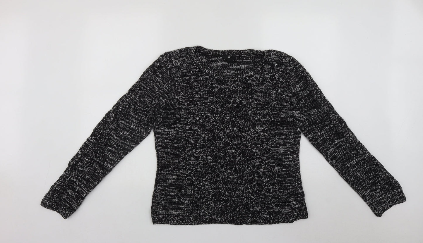 H&M Womens Black Round Neck  Acrylic Pullover Jumper Size M