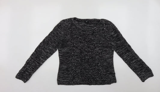 H&M Womens Black Round Neck  Acrylic Pullover Jumper Size M