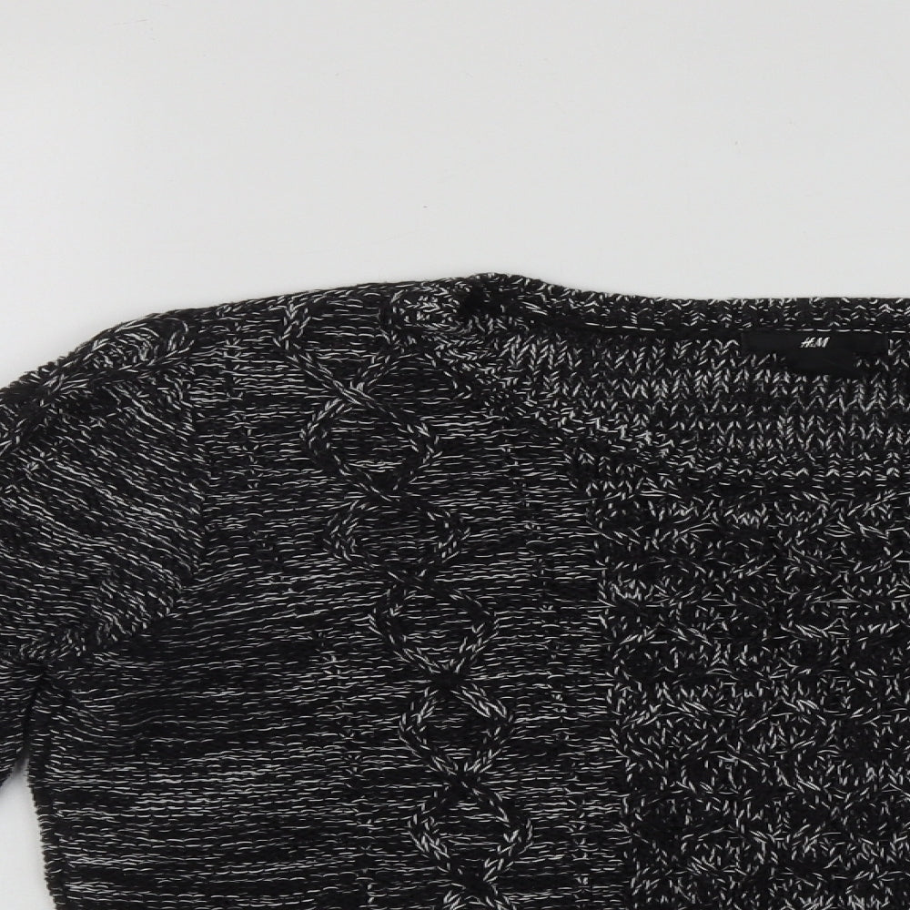 H&M Womens Black Round Neck  Acrylic Pullover Jumper Size M