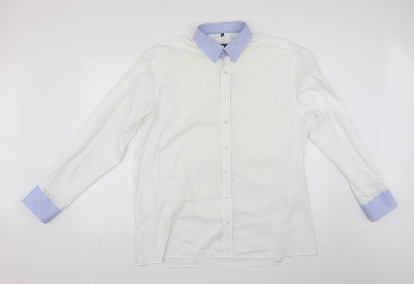 Mens UK Size XL Eterna White  Button-Up Long Sleeve Casual Shirt