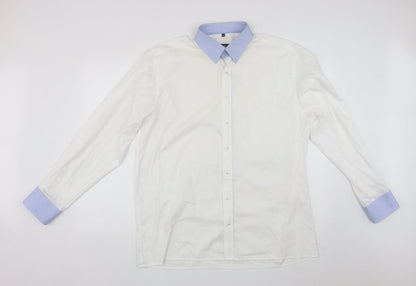 Mens UK Size XL Eterna White  Button-Up Long Sleeve Casual Shirt