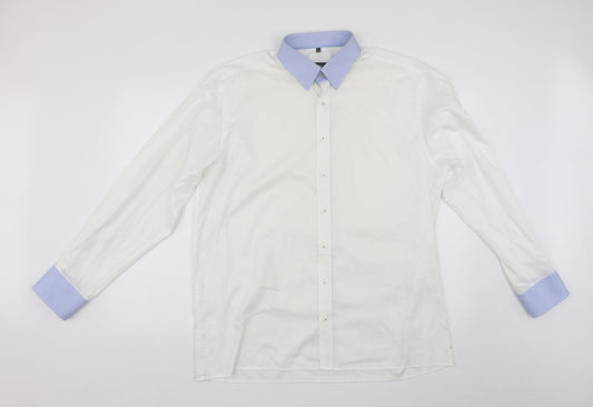 Mens UK Size XL Eterna White  Button-Up Long Sleeve Casual Shirt