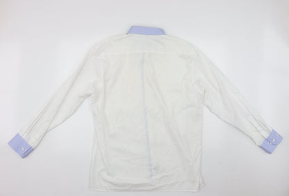 Mens UK Size XL Eterna White  Button-Up Long Sleeve Casual Shirt