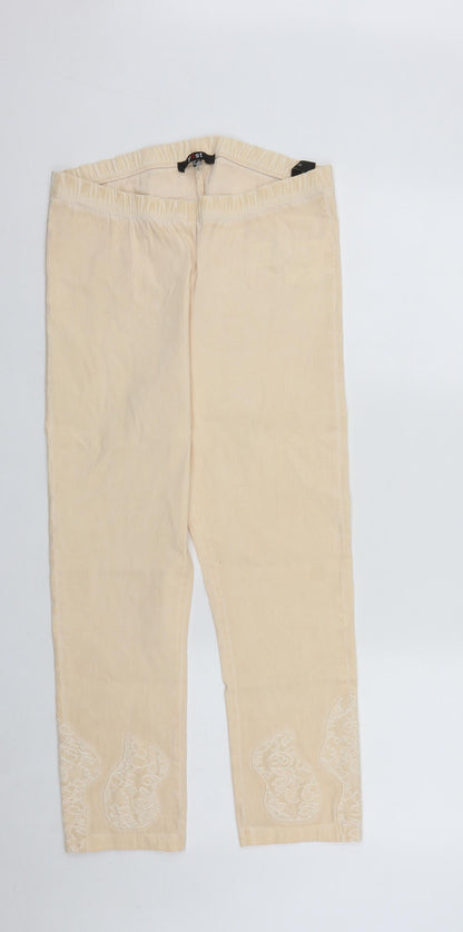 Yest Womens Pink Geometric Viscose Cropped Trousers Size 12 L22 in Regular