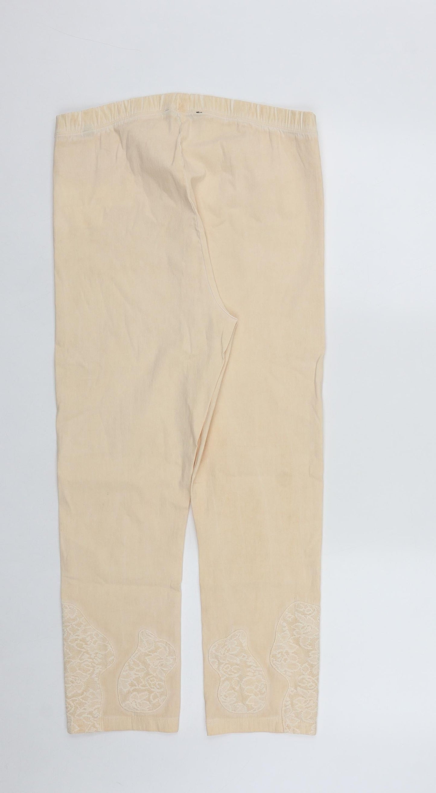 Yest Womens Pink Geometric Viscose Cropped Trousers Size 12 L22 in Regular