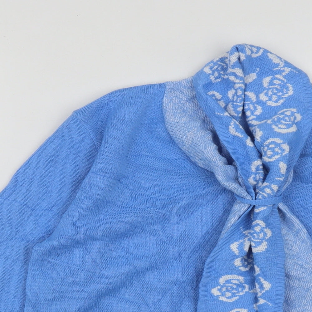 Autonomy Womens Blue High Neck Geometric Acrylic Pullover Jumper Size 10