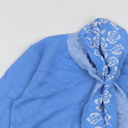 Autonomy Womens Blue High Neck Geometric Acrylic Pullover Jumper Size 10