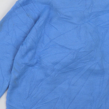 Autonomy Womens Blue High Neck Geometric Acrylic Pullover Jumper Size 10