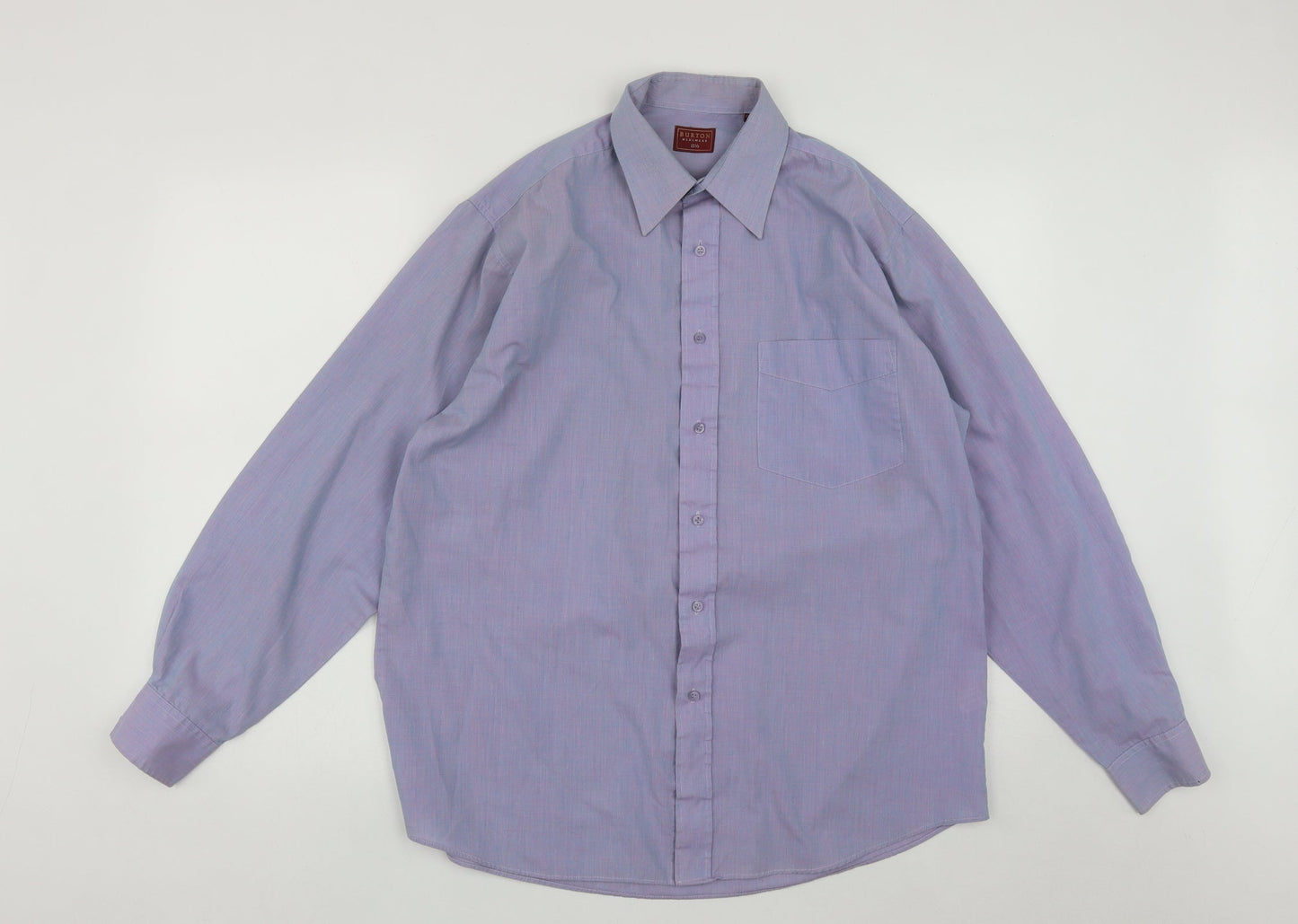 Mens UK Size 15.5 Burton Purple  Button-Up Long Sleeve Casual Shirt