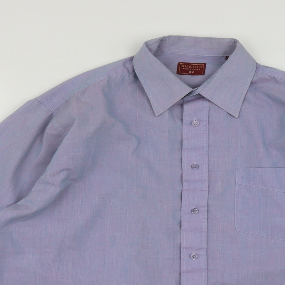 Mens UK Size 15.5 Burton Purple  Button-Up Long Sleeve Casual Shirt